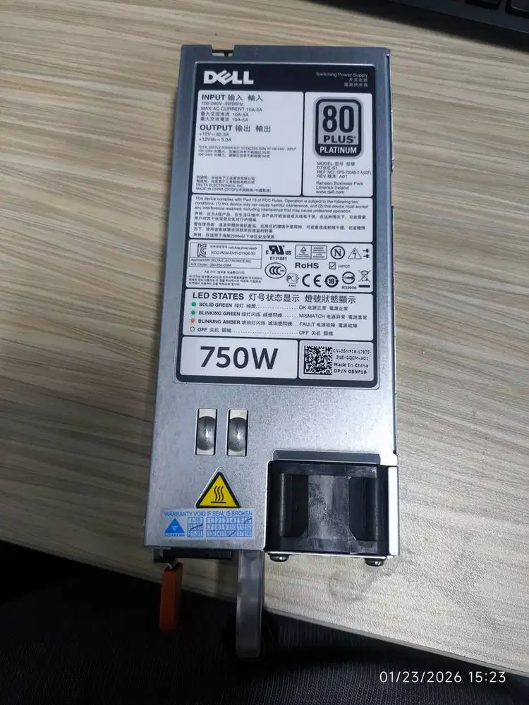 DELL PowerEdge Power Supply 750 Watt 80-PLUS Platinum High Efficiency