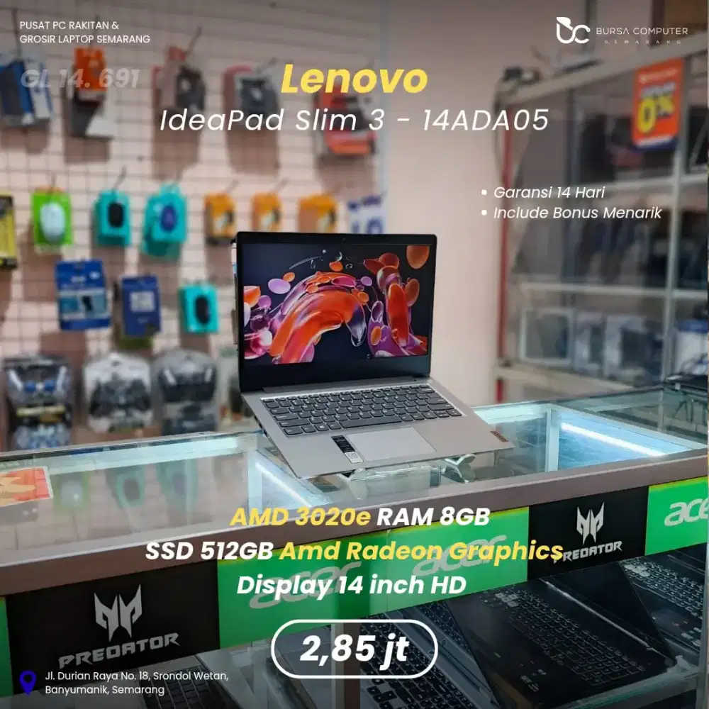 LENOVO Ideapad 3-14ADA05 | AMD 3020e 8GB 512GB