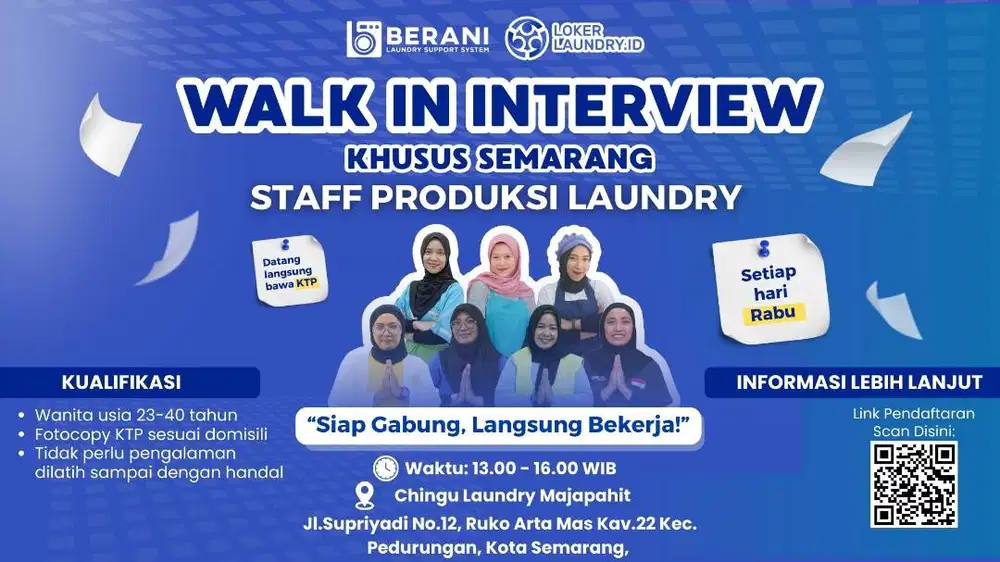 LOWONGAN KERJA PRODUKSI LAUNDRY - INTERVIEW DITEMPAT