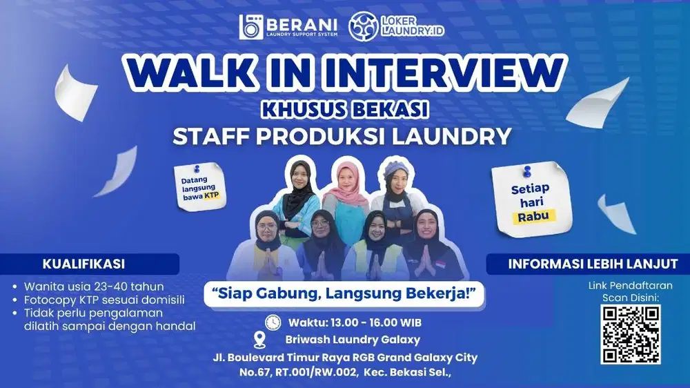 LOWONGAN KERJA PRODUKSI LAUNDRY - INTERVIEW DITEMPAT