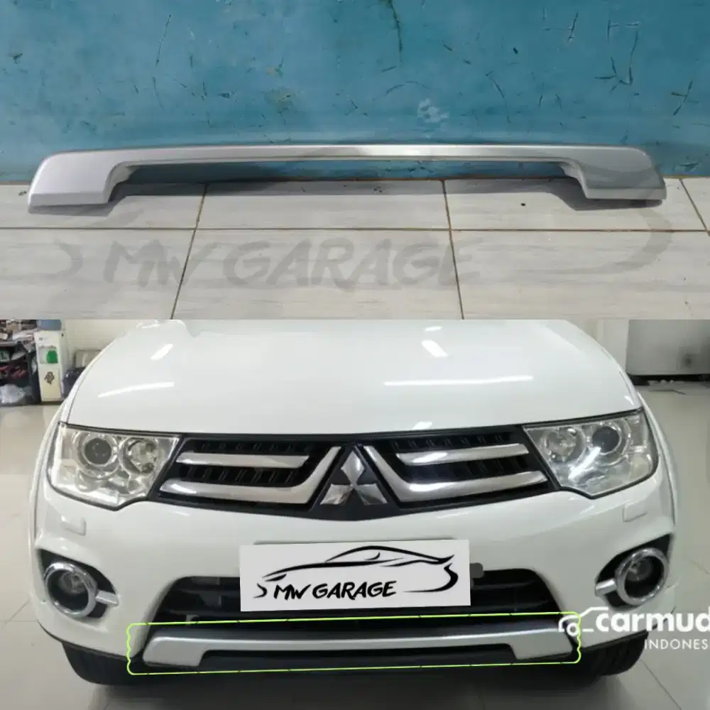Garnish Silver bumper depan Pajero 2014 2015 Original