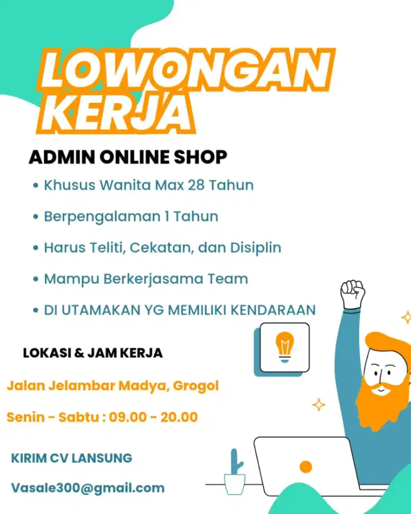 Lowongan Kerja Admin Online Shop khusus wanita