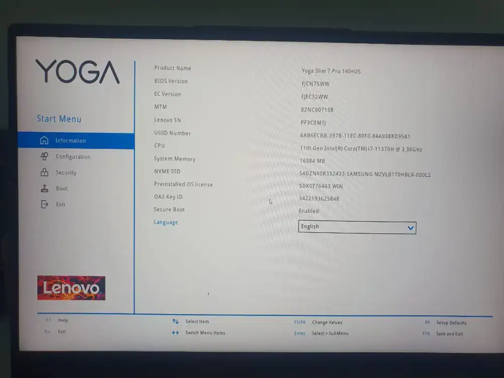 Laptop Lenovo yoga slim 7i pro