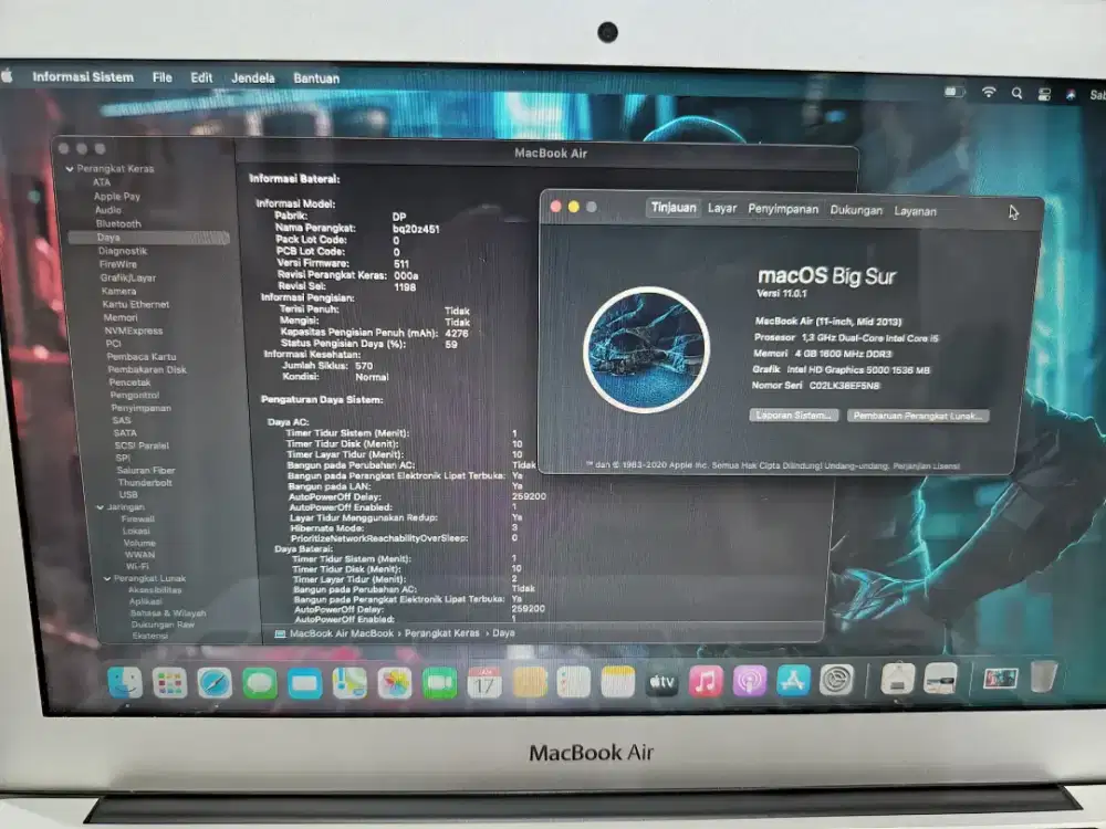 Laptop macbook air 2013 i4 256gb