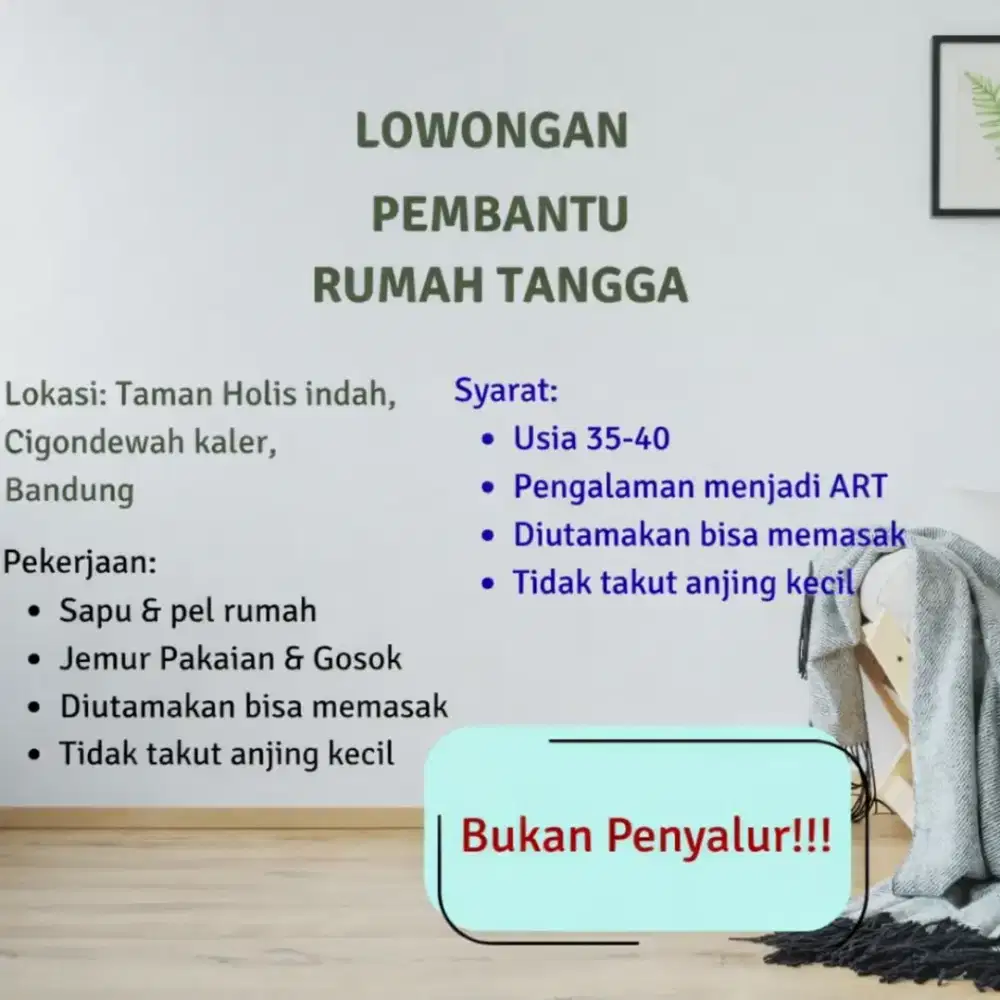 Dibutuhkan ART di taman Holis