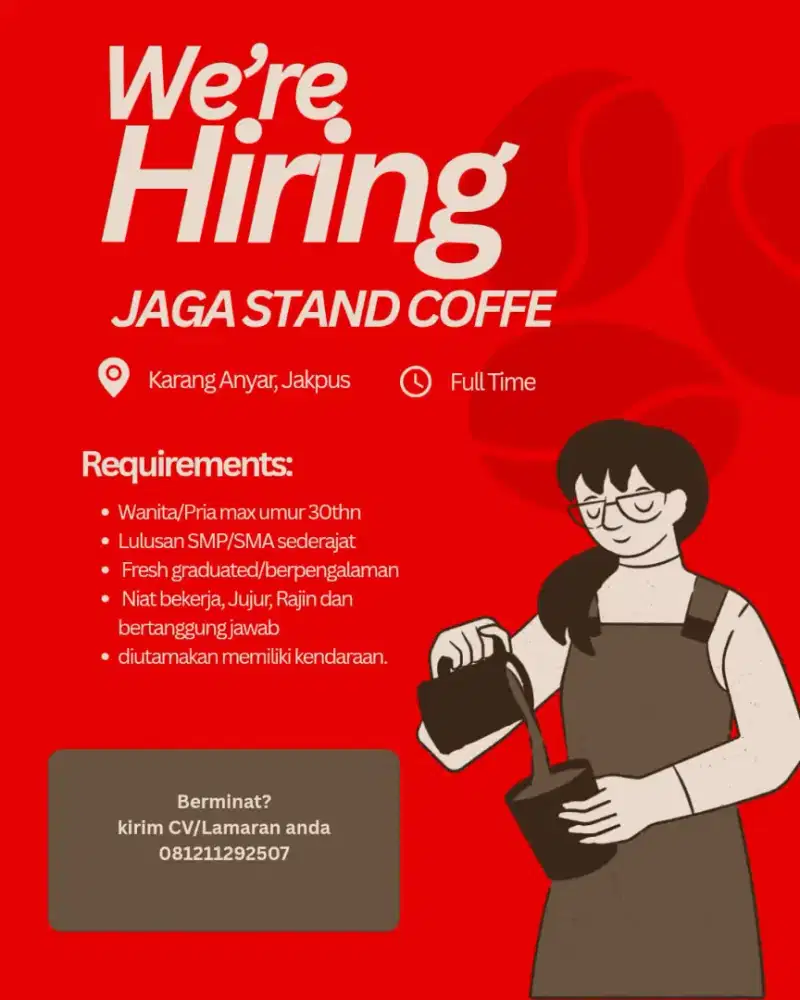 Loker Penjaga stand coffe
