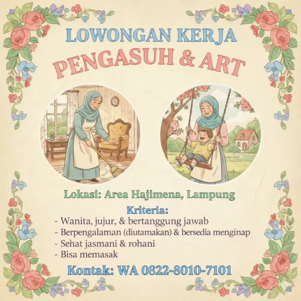 LOWONGAN KERJA PENGASUH & ART
