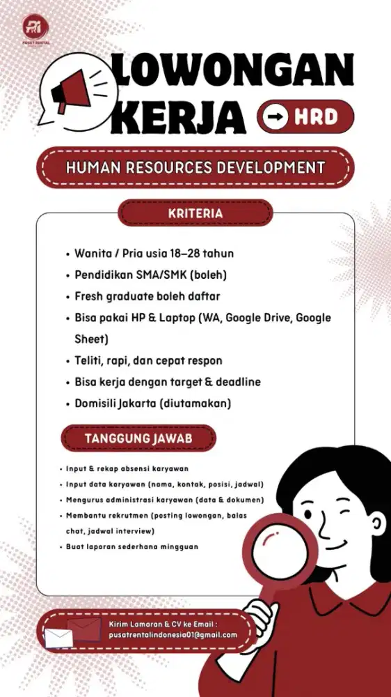 Dibutuhkan segera jobdesk HRD & Administrasi