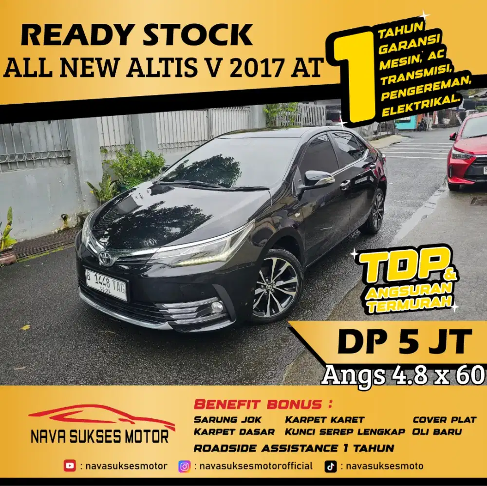 TDP 5 Jt Angs Termurah All New Corolla Altis V 2017 Matic Hitam Low Km
