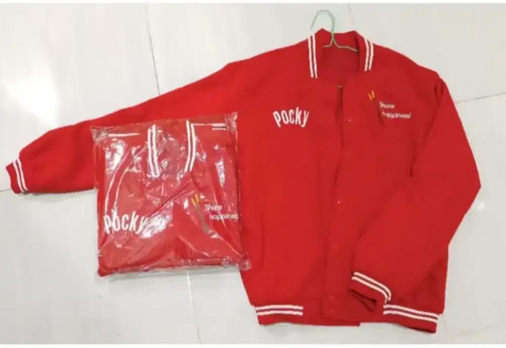 Limited Edition Jacket Baseball Motif Pocky Merah