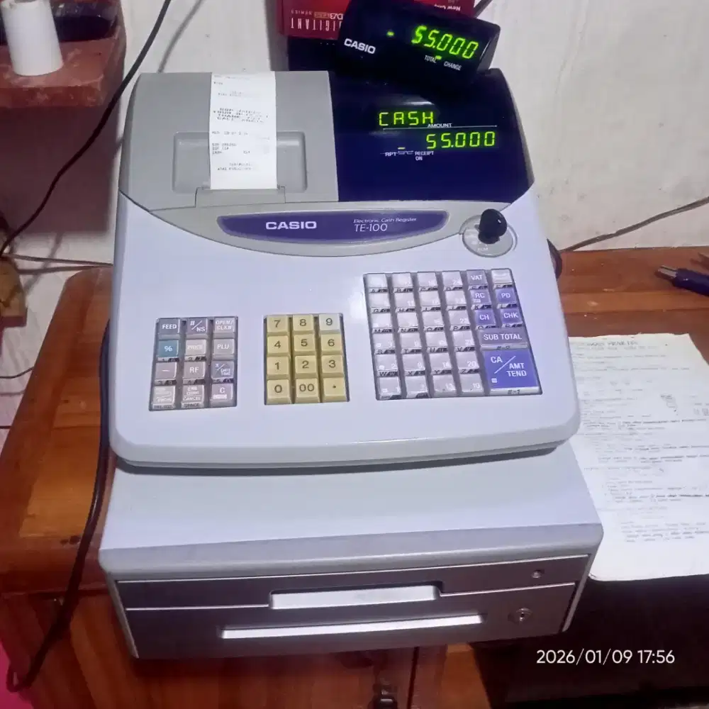 Mesin kasir Casio TE100 siap pakai