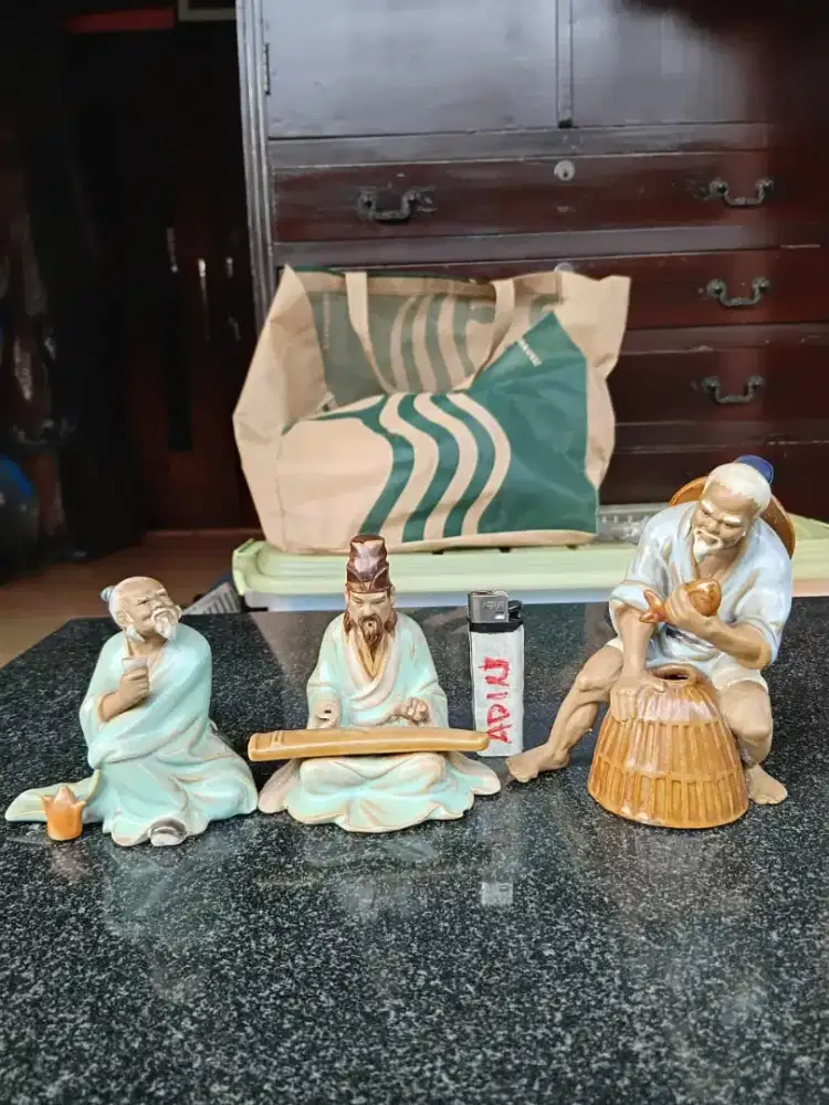 patung 3 dewa china oriental antik