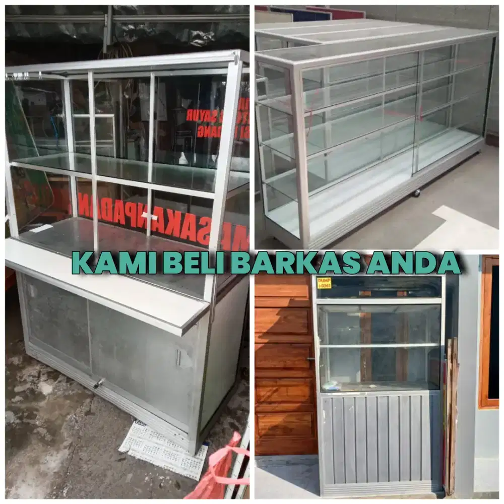 Kami cari terus barang bekas Etalase warung, kursi meja dll