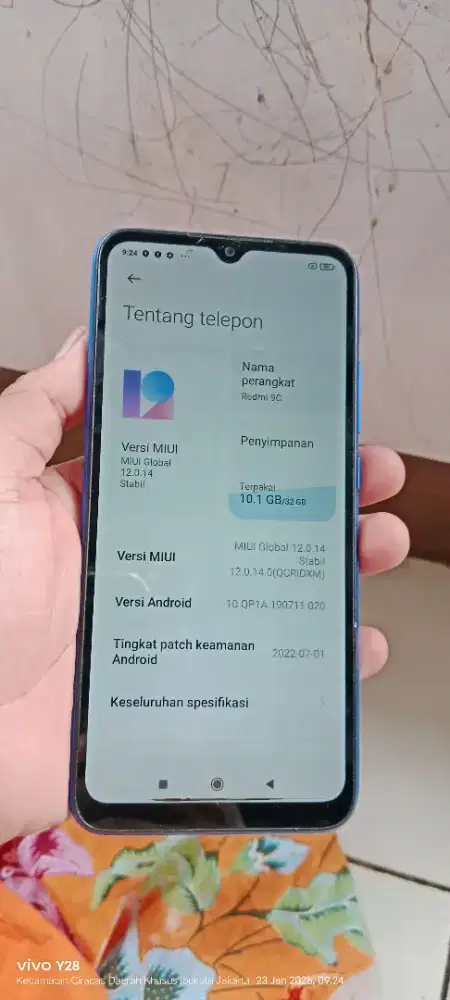 Redmi 9c  retak sehelai sma garis item bwah 3/32 normal smua