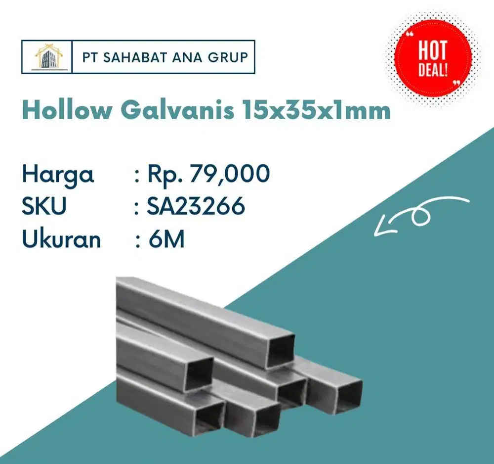 Hollow Galvanis 15x35x1mm