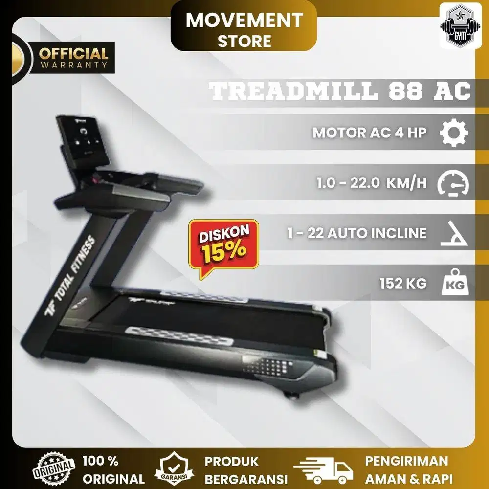 Jual Alat Fitness Treadmill Electrik TL 88 AC Treadmill Premium