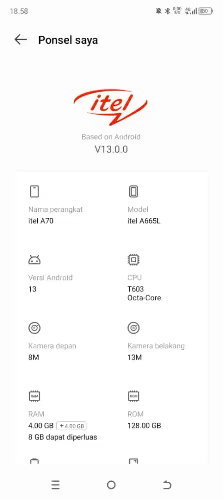 Itel A70 4/128 mulus