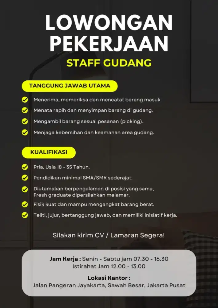 Lowongan staff Picking dan gudang