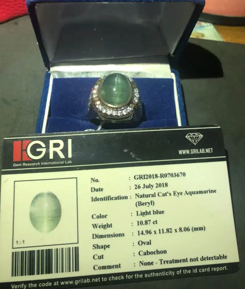 Natural Aquamarine Cat's Eye