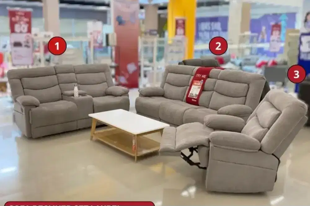 STOCK TERBATAS SOFA SET RECLINER