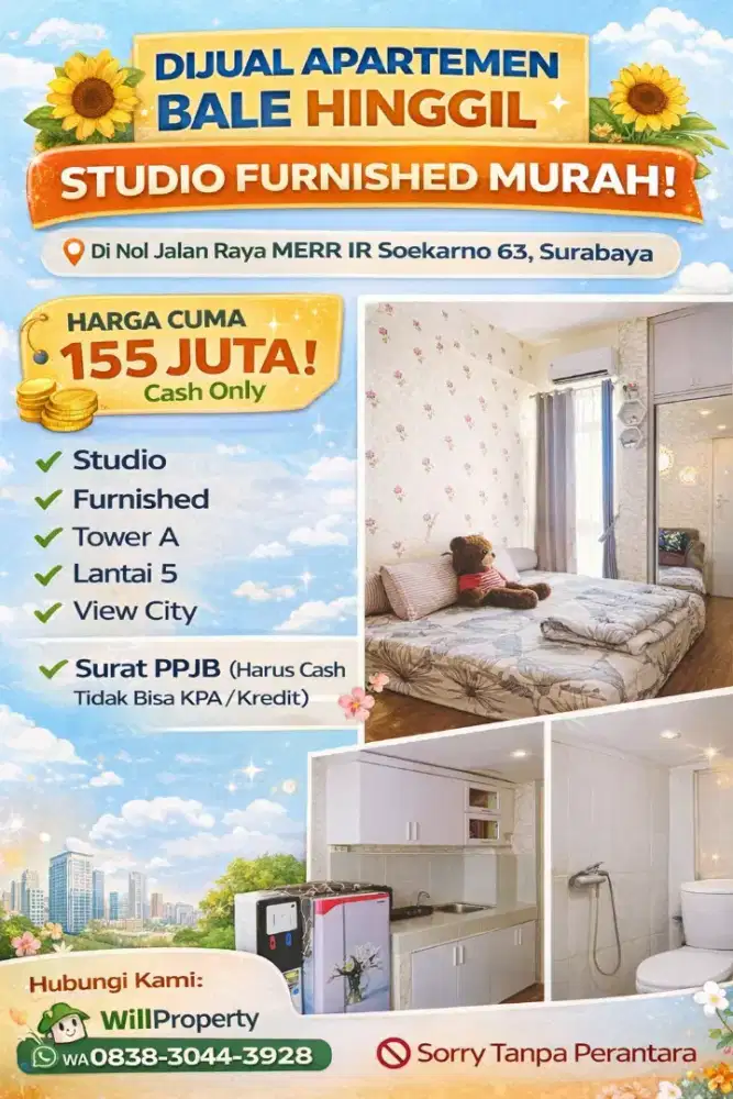 Bale Hinggil Studio Furnished dekat Gunawangsa Merr Unair ITS Baruk
