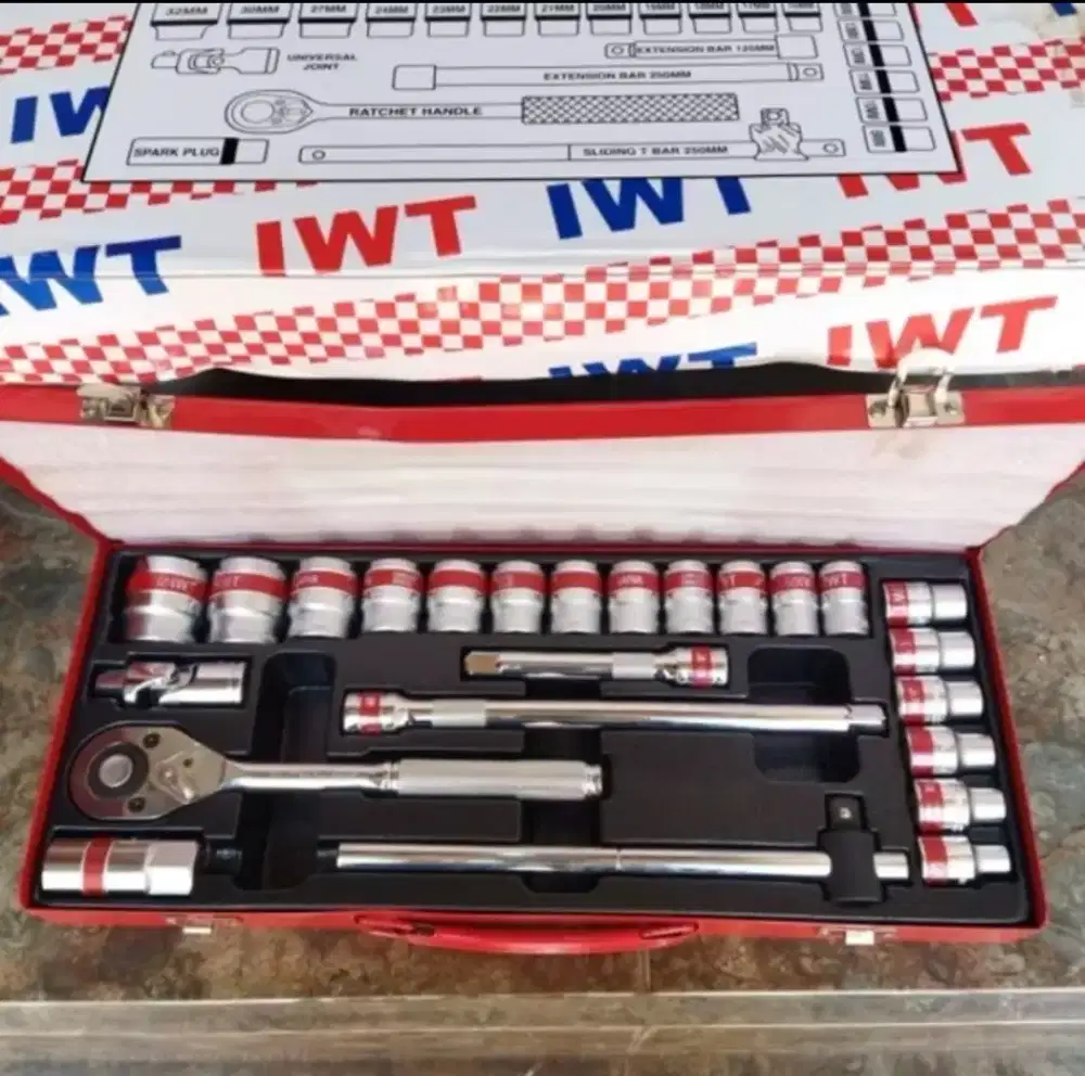 Kunci Sok Sock Set 25 Pcs Segi 12 IWT Japan Standart Original