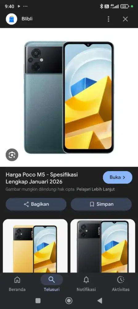 HP POCO M5 RAM 4+4 - 128 GB (Support NFC)