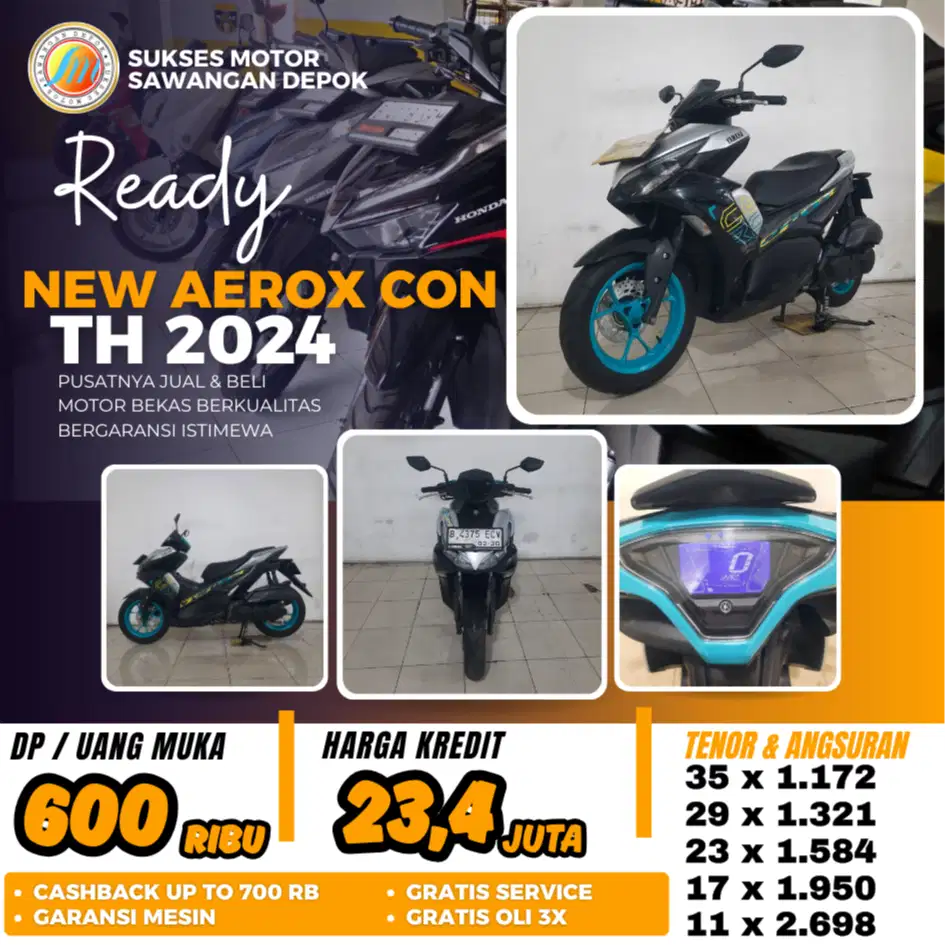 MULUS BERGARANSI YAMAHA NEW AEROX CON TH 2024 BISA CASH KREDIT DP 600