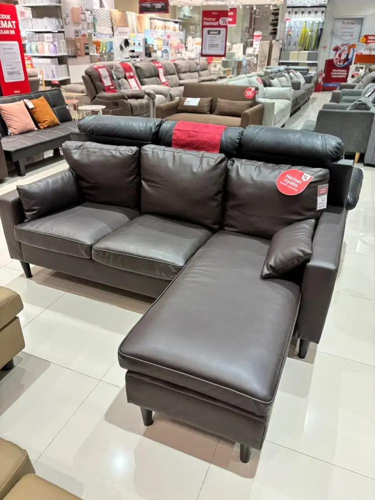 JUAL SOFA SUDUT L BAHAN KULIT SINTETIS