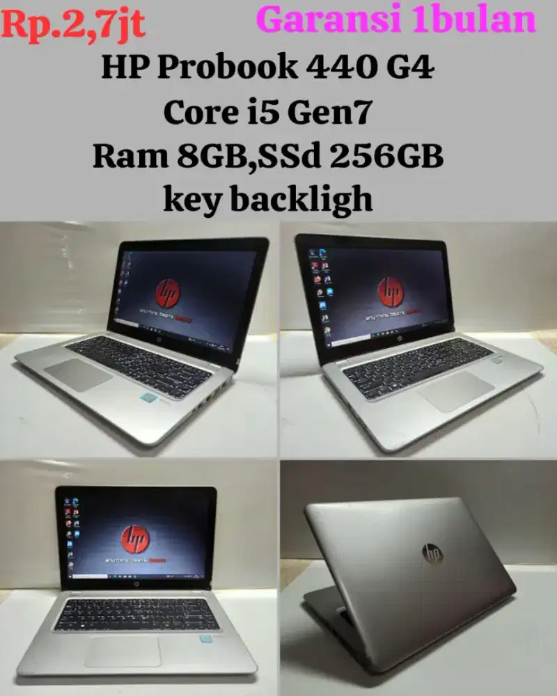 HP Probook 440 G4 Core i5 Gen7 Ram 8GB,ssd 256GB/key backligh