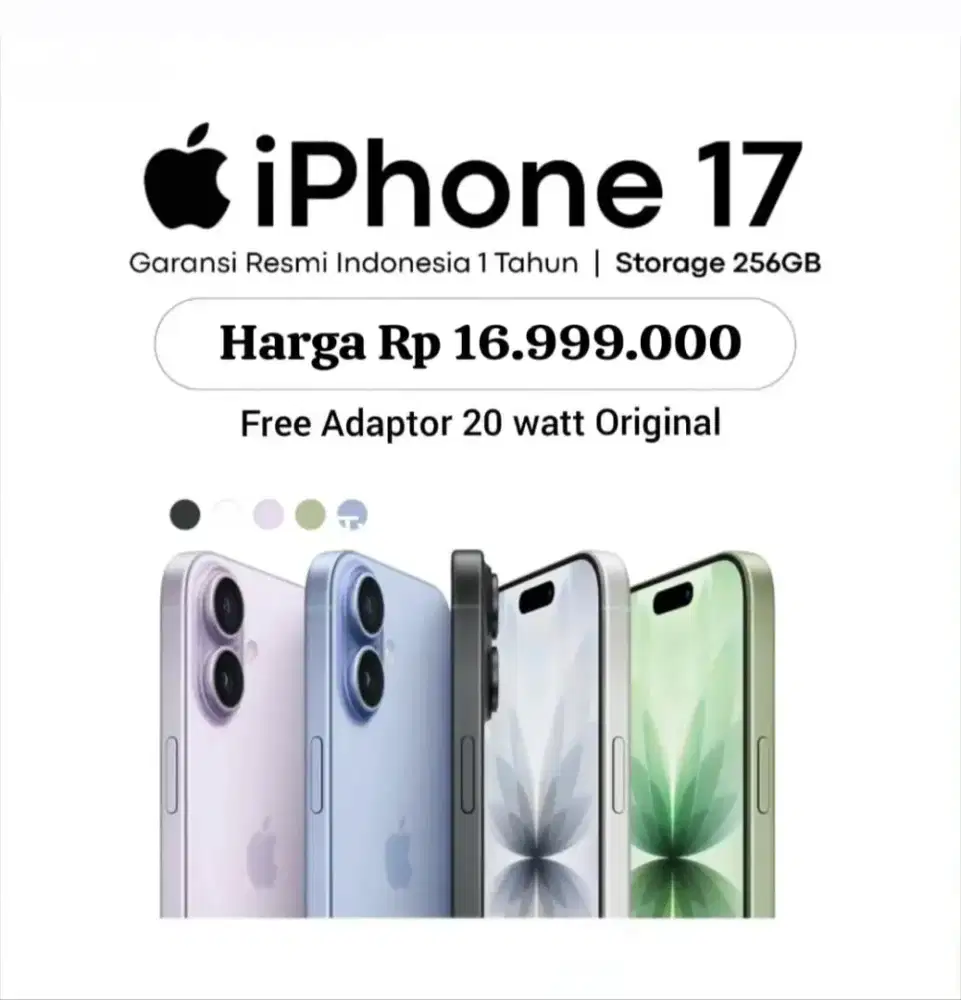 Kredit Iphone 17 256Gb Resmi Free 1x cicilan & Adaptor Charger