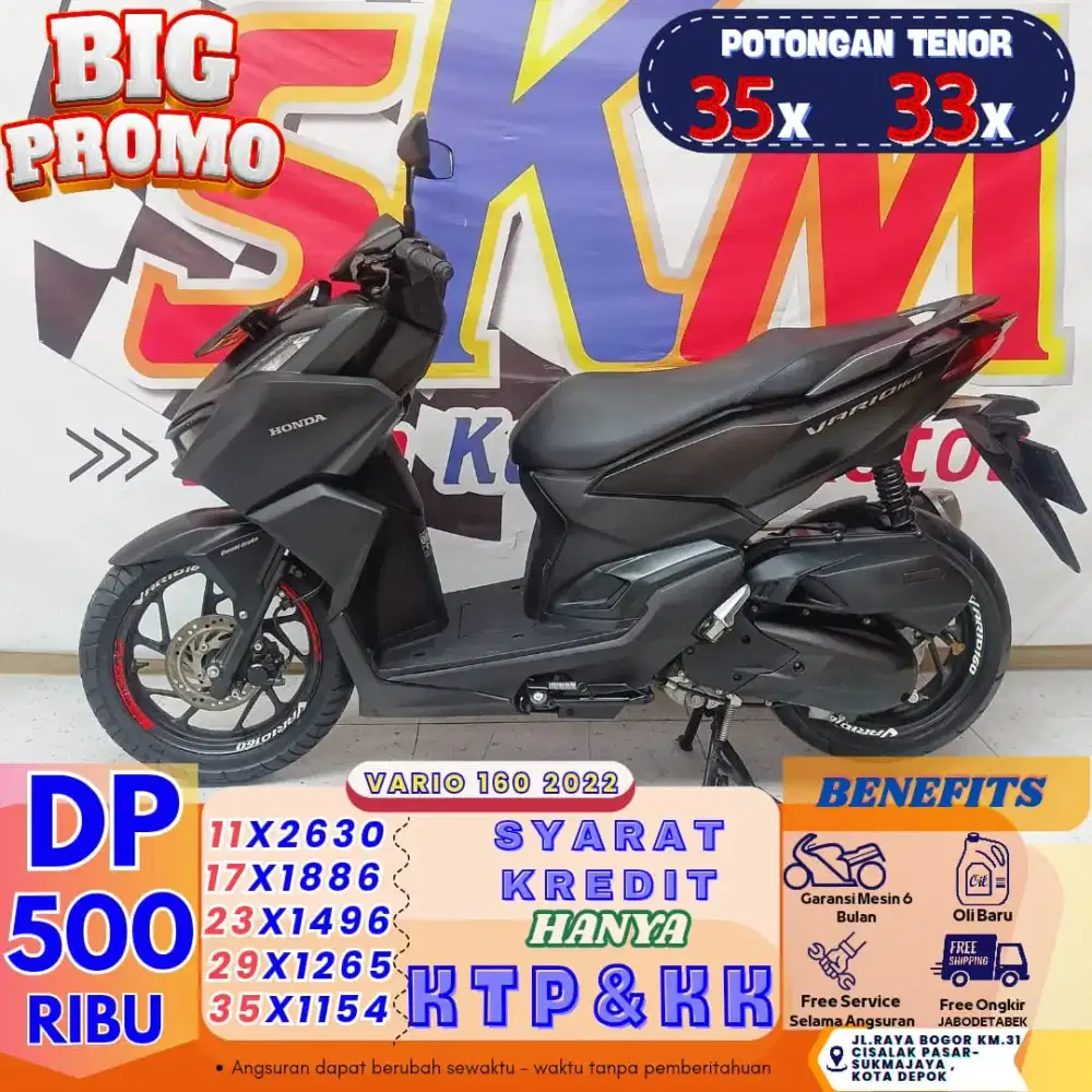 PROMO VARIO 160 2023 DP 500 SYARAT KTP KK PROSES 1 hari