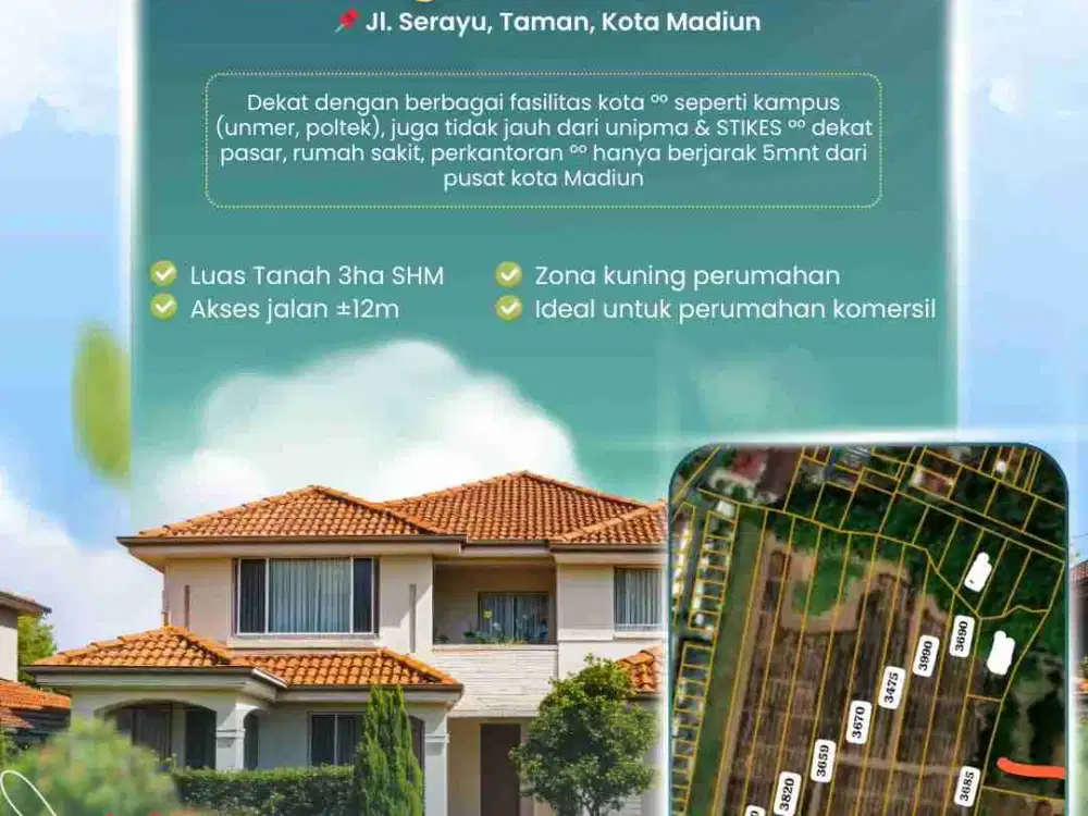 Dijual Lahan Komersil di Belakang Unmer Madiun