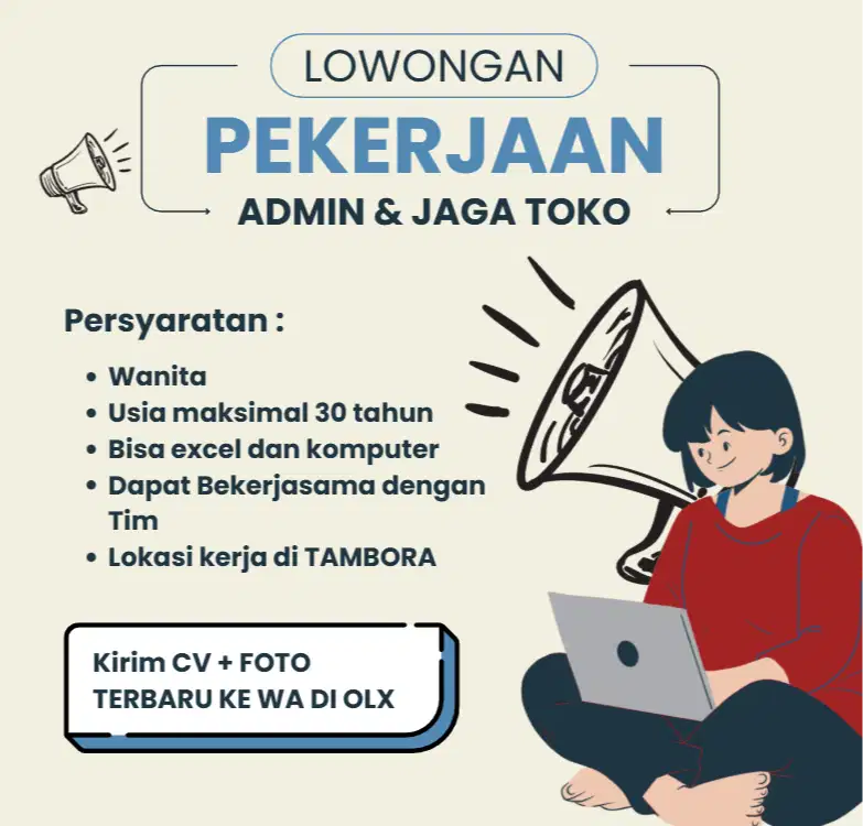 LOWONGAN ADMIN DAN PENJAGA TOKO PRAMUNIAGA TOKO PERNIAGAAN TAMBORA