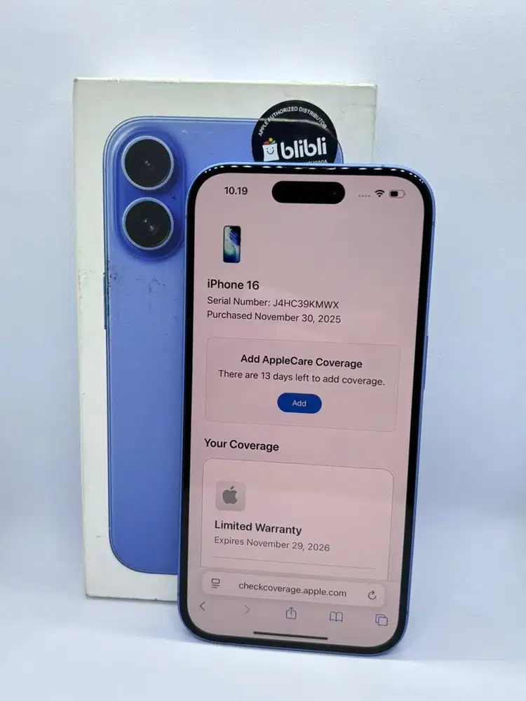 Iphone 16 Ultramarine 128Gb Blibli (garansi on nov 2026)