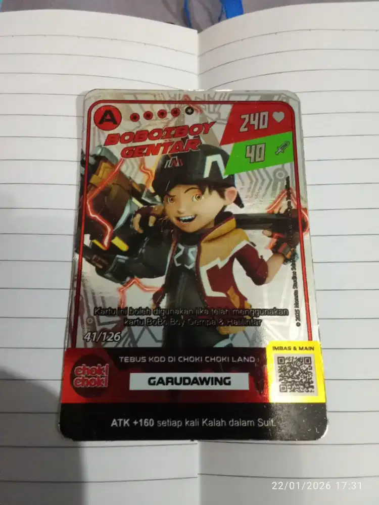 3 KARTU BOBOIBOY HOLOGRAM LANGKA CHOKI CHOKI