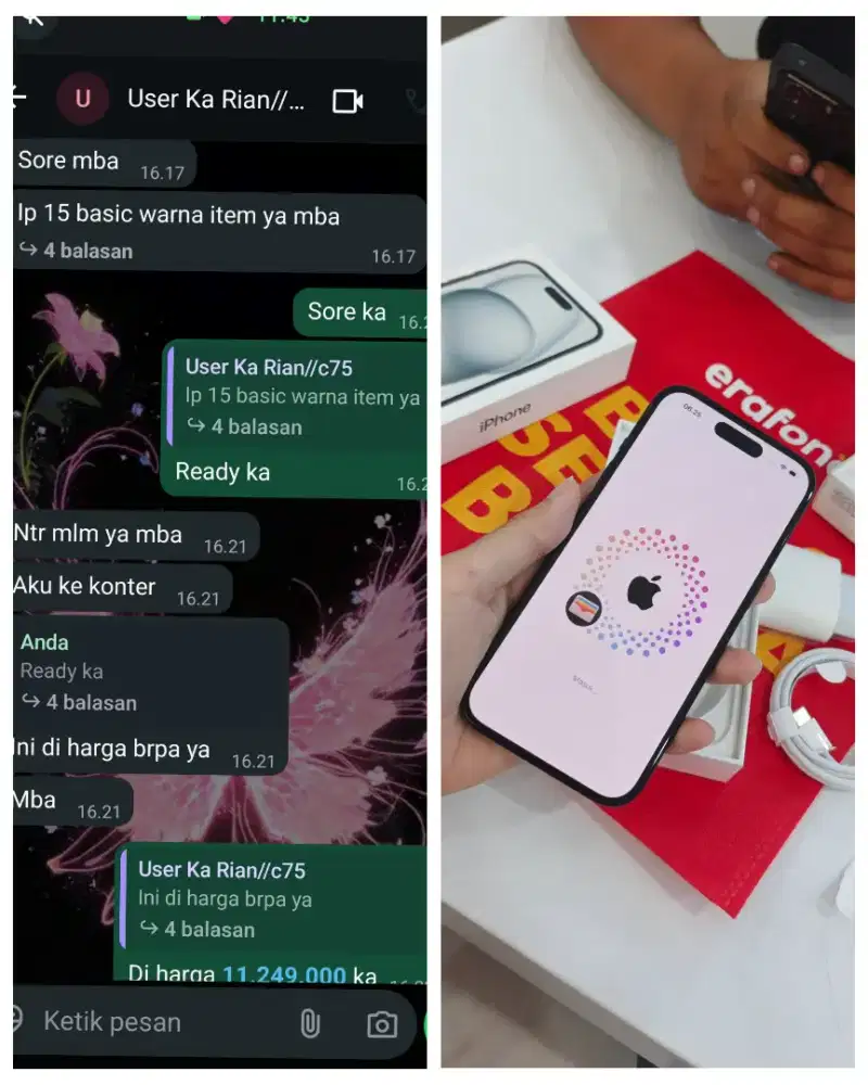 Tukar tambah batangan ke Iphone 15 bisa kredit 0% garansi resmi PA/A