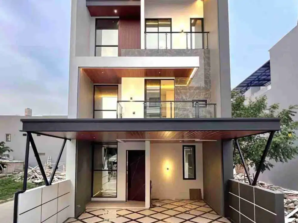 Rumah modern kontemporer dalam cluster townhouse