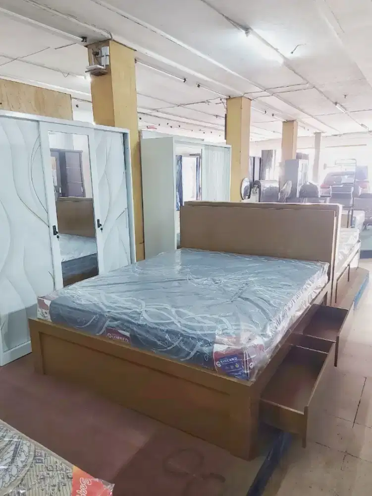 SET Tempat Tidur Laci Minimalis + Springbed 160 - Ranjang + Kasur