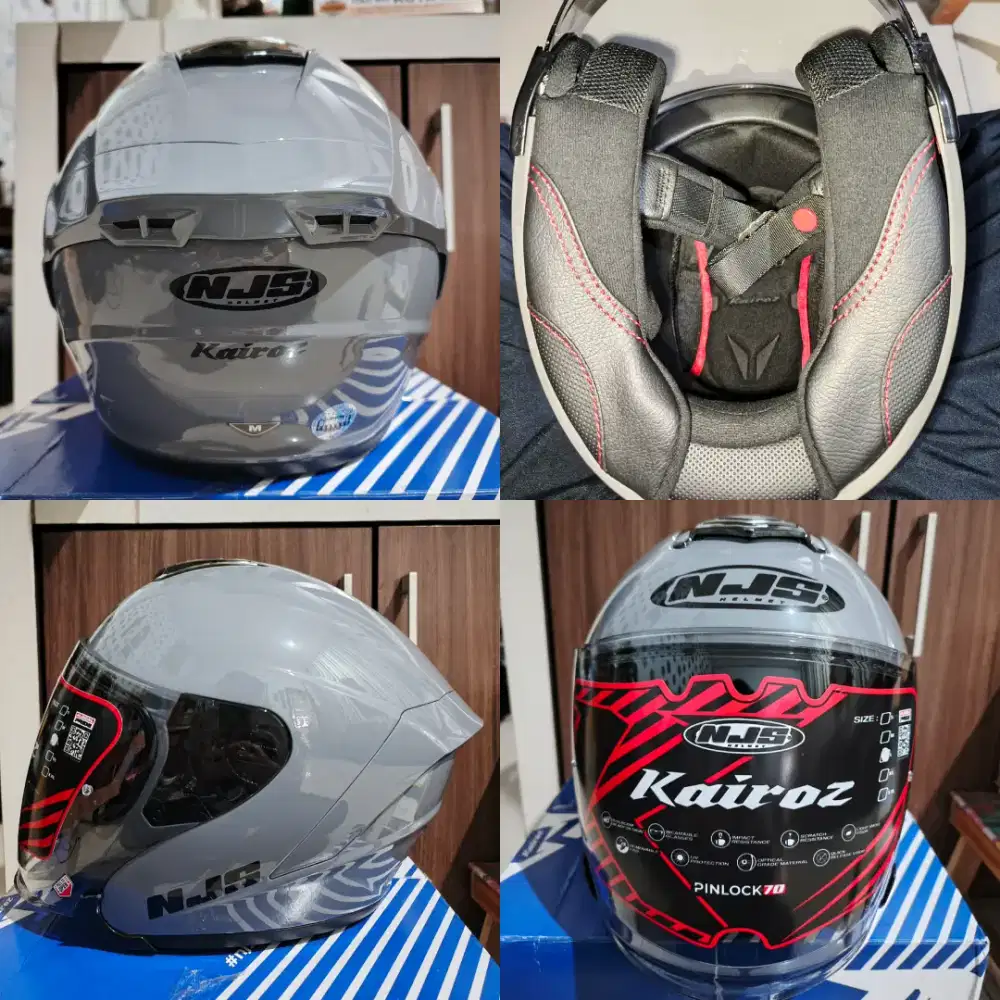 HELM HALF FACE NJS KAIROZ V1 GREY GLOSSY NEW