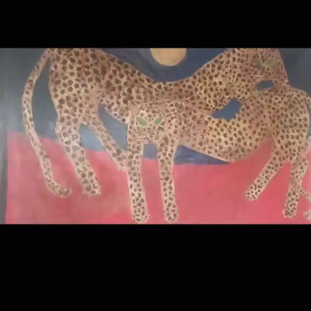 Lukisan Dekorasi Repro Super Besar. Macan Kembar