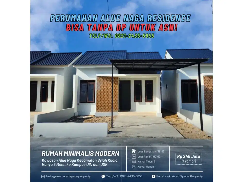 Dijual Rumah Murah di Alue Naga Dekat Tibang - Bisa Kredit Tanpa DP Untuk ASN!