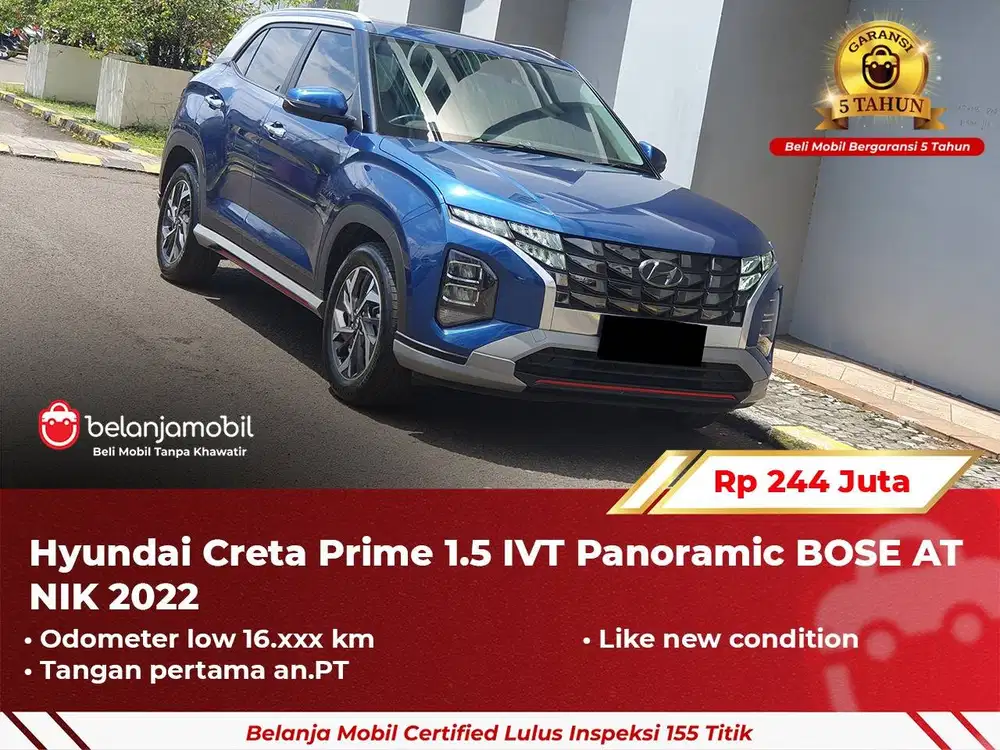 [ GARANSI 5TH ] Hyundai Creta Prime 1.5 IVT Panoramic BOSE 2022/2023