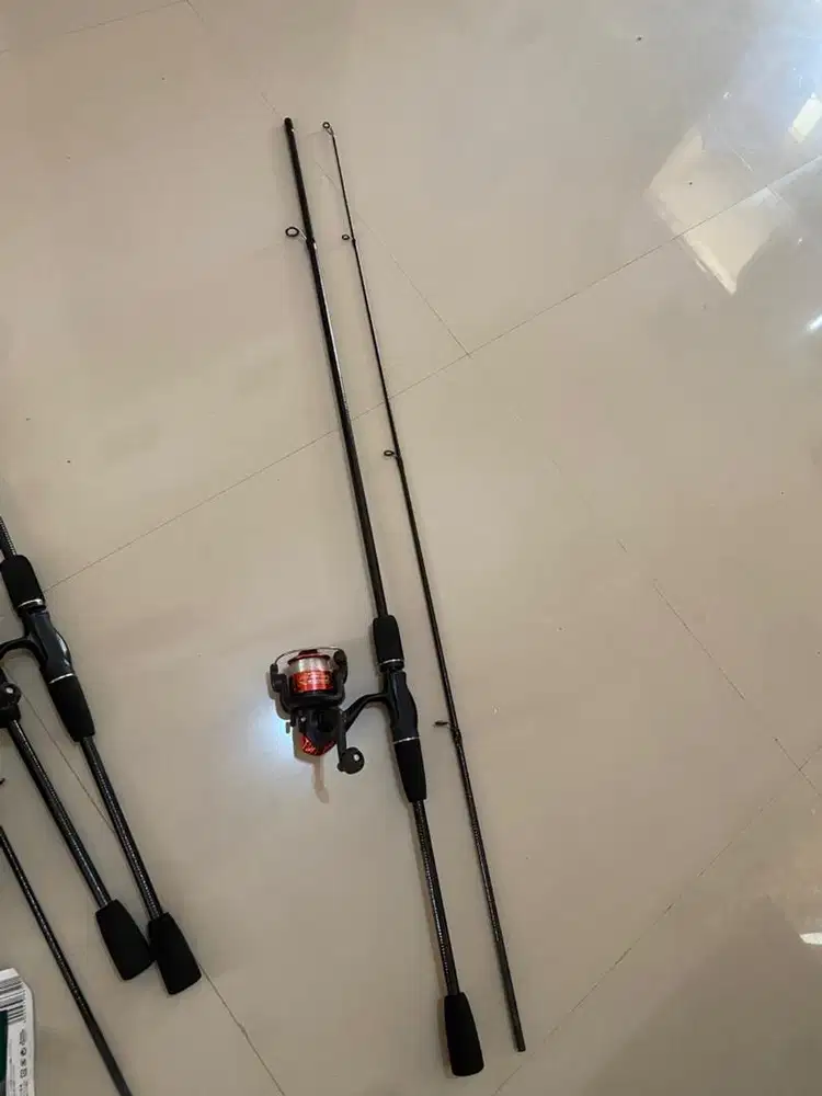 Joran pancing Murah Carbon Hollow 2.10m set Reel kecil