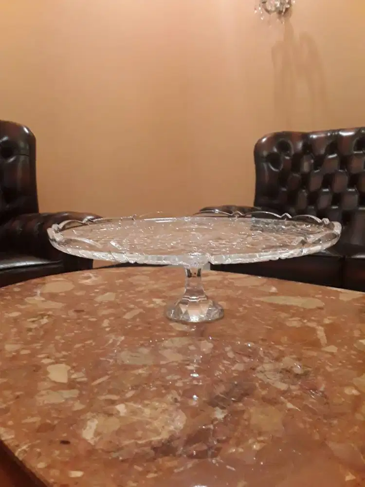 Kristal BOHEMIA PK 500 Model Piring Kue Ceper Besar Bertiang