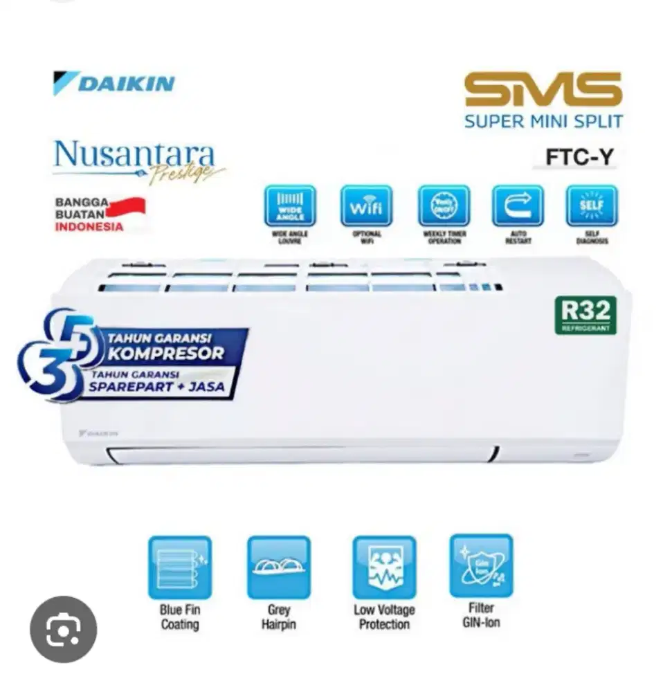 AC DAIKIN NEW TERBARU 1/2 pk 15YV GARANSI 5 TAHUN FULL BLUEFIN