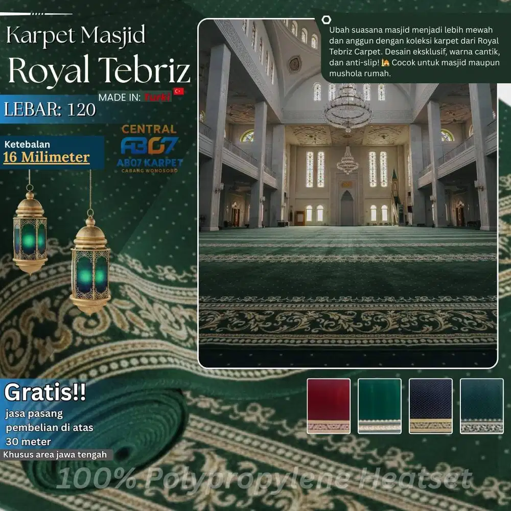 Karpet Masjid Royal Tebriz – Mewah, Tebal Made in TurKI)