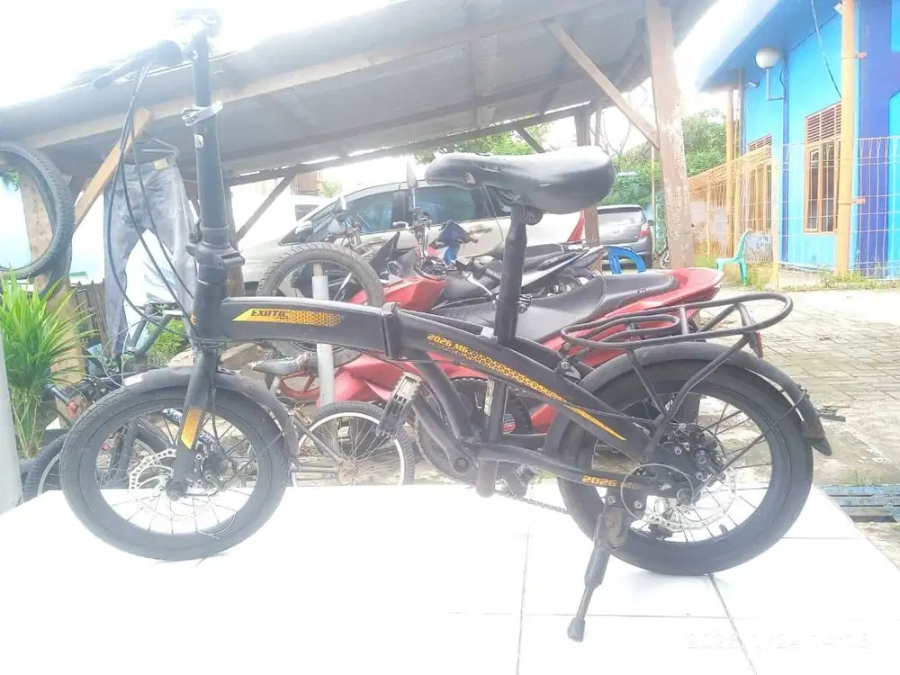 SEPEDA LIPAT EXOTIC 2026 MG 16 INCH DOUBLE DISC 7 SPEED merah hitam