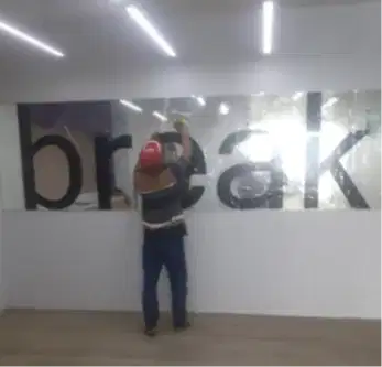 Sticker cutting logo tulisan abstrak custom acrylic plang papannama