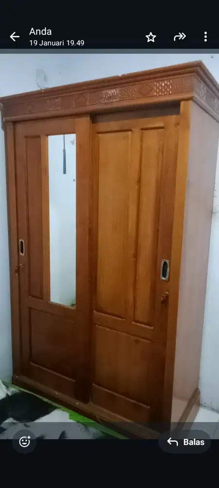 Dijual cepat Lemari jati 2pintu sleding